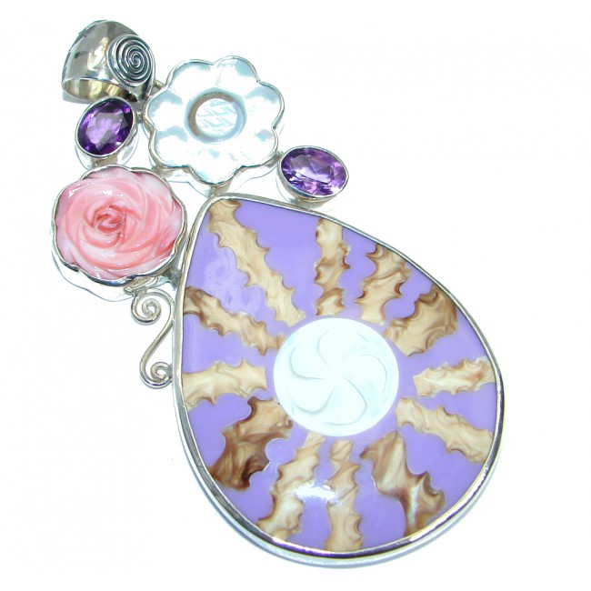 Amazing Purple Ocean Shell .925 Sterling Silver handmade Pendant