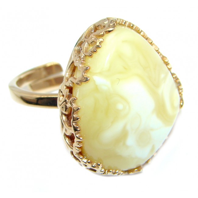 Genuine Butterscoth Baltic Polish Amber 18 ct Gold over Sterling Silver handmade Ring size 6 adjustable