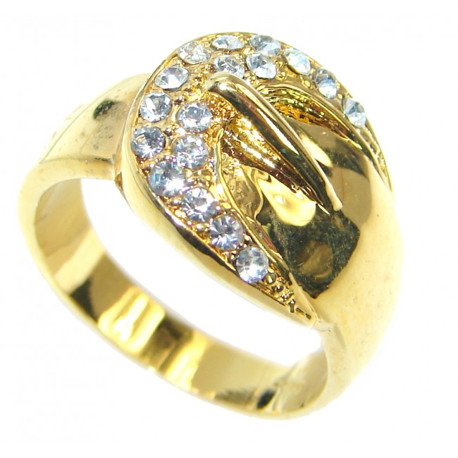 Belt Fancy Cubic Zirconia Gold plated over .925 Sterling Silver Cocktail ring s. 7 1/4