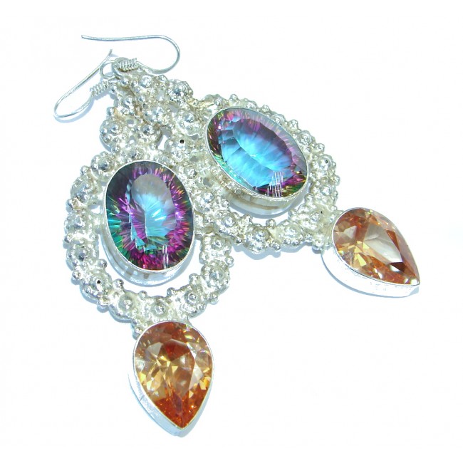 Rainbow Magic Cubic Zirconia .925 Sterling Silver handmade earrings