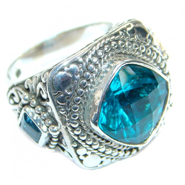 Solid Aqua Topaz .925 Sterling Silver Ring s. 5 3/4