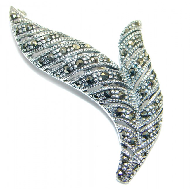 Marcasite Unisex oxidized .925 Sterling Silver handmade pendant pin