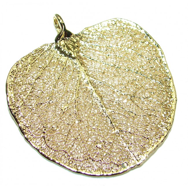 Stylish Deeped In Copper Real Leaf .925 Sterling Silver Pendant