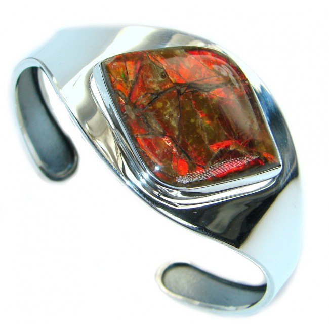Beautiful New Design Red Ammolite Sterling Silver handmade Bracelet / Cuff