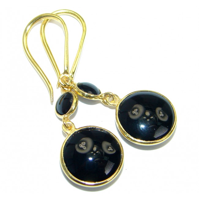One in the world Onyx Gold over .925 Sterling Silver handmade earrings
