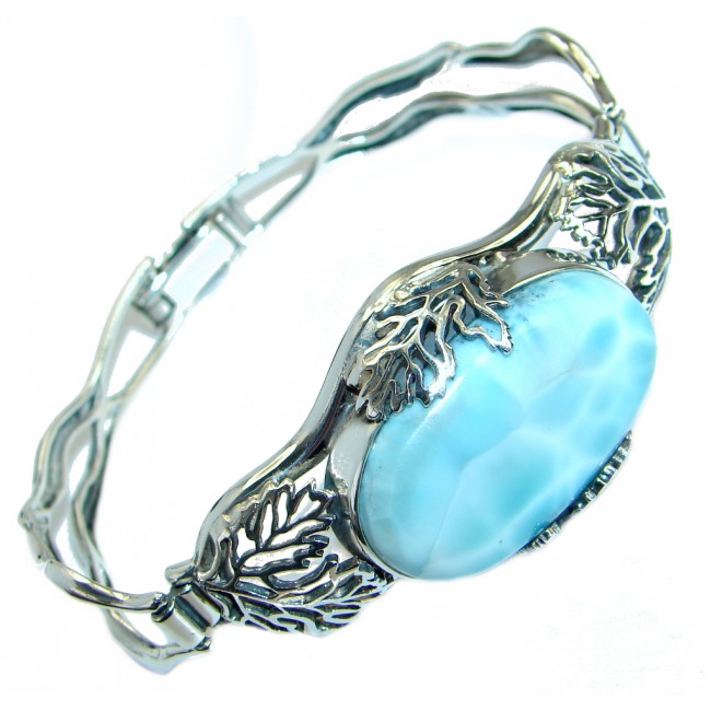 Great Top quality Blue Larimar Oxidized highly .925 Sterling Silver handmade Bracelet / Cuff