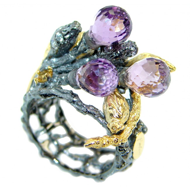 Supernova Amethyst Gold plated over .925 Sterling Silver ring; s. 6