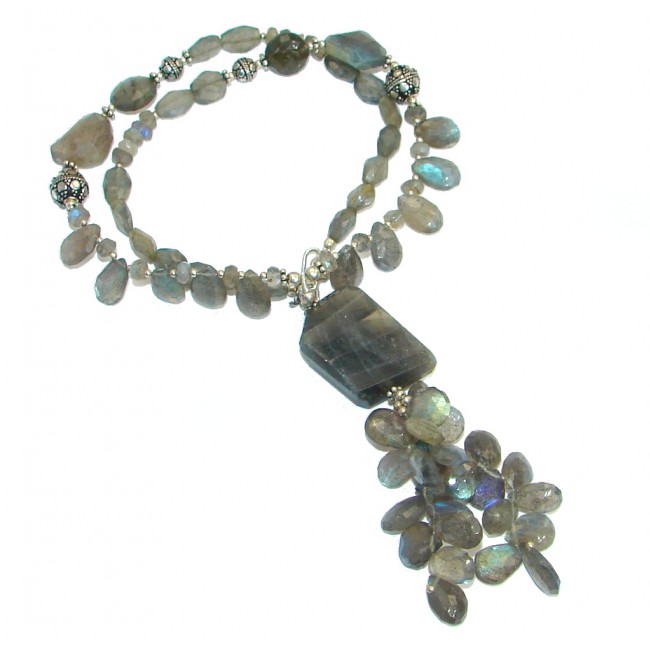 Supreme Quality Labradorite Oxidized .925 Sterling Silver artisian handmade Necklace