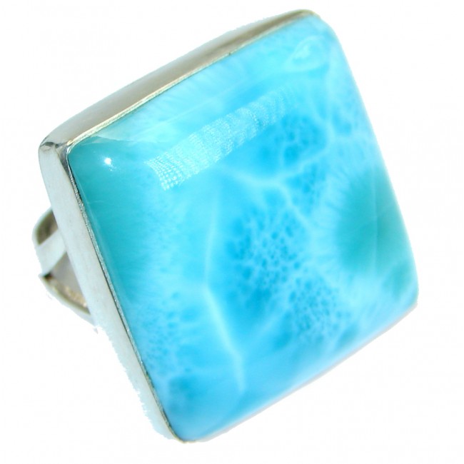 Genuine Larimar .925 Sterling Silver handcrafted Ring s. 7 3/4