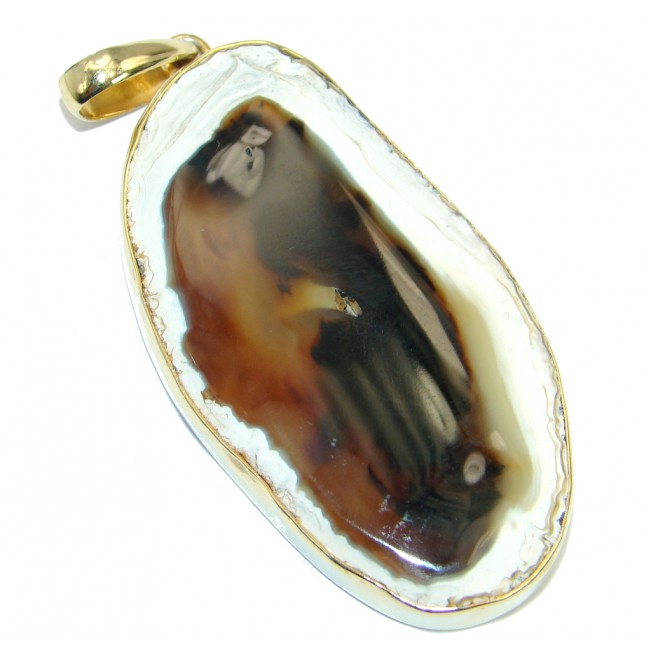 Botswana Agate Gold plated over .925 Sterling Silver handcrafted Pendant