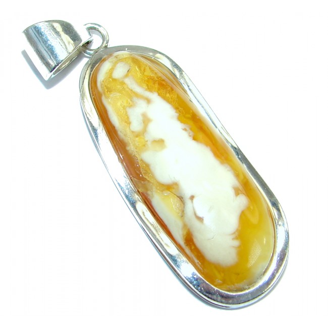 Natural Butterscotch Baltic Amber Gold over .925 Sterling Silver handmade Pendant
