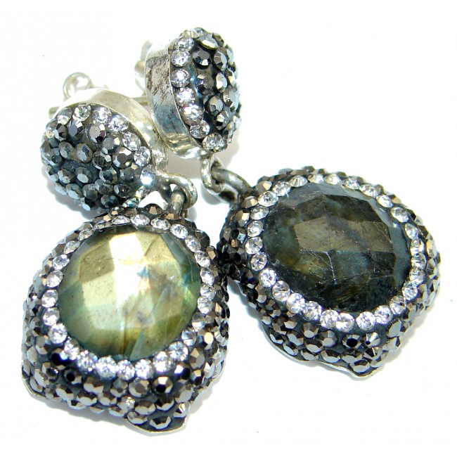 Classic Design Fire Labradorite & Spinel .925 Sterling Silver earrings