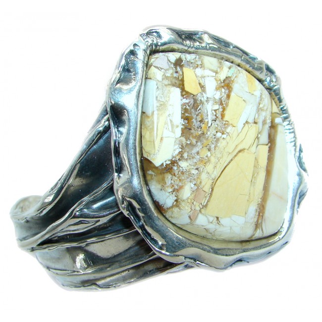 Huge Stunning genuine Australian Mookaite oxidized .925 Sterling Silver Bracelet / Cuff