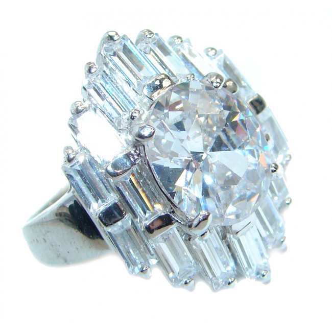 Magic Cubic Zirconia .925 Sterling Silver handmade Ring s. 9