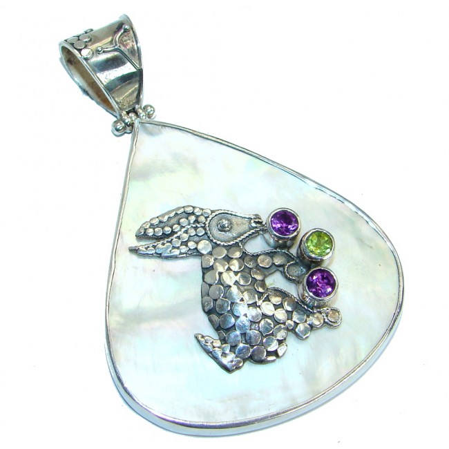 Rabbit Blister Pearl Peridot .925 Sterling Silver handmade earrings