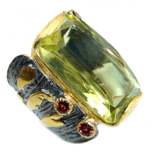 Energazing faceted Citrine .925 Sterling Silver handmade Cocktail Ring size 6 1/2