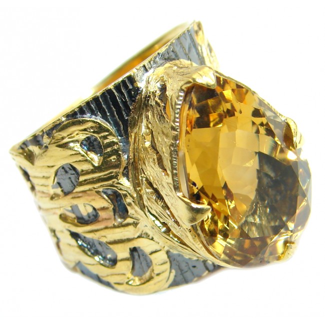 Energazing Citrine Gold over .925 Sterling Silver Cocktail Ring size 7 1/4