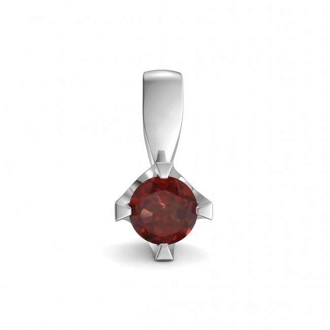 Elegant pendant in sterling silver with a garnet