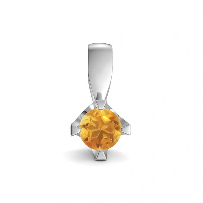 Elegant pendant in sterling silver with a citrine