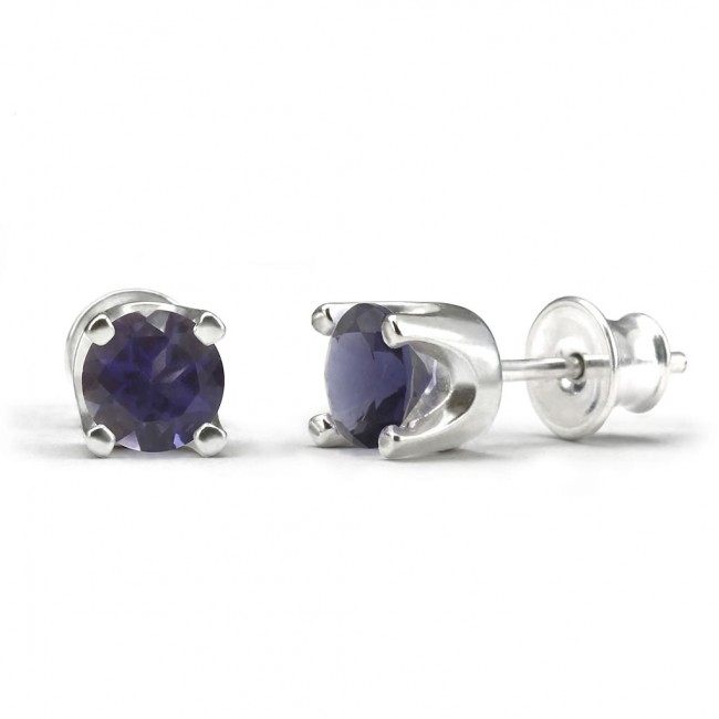 Elegant studs in sterling silver with a iolite