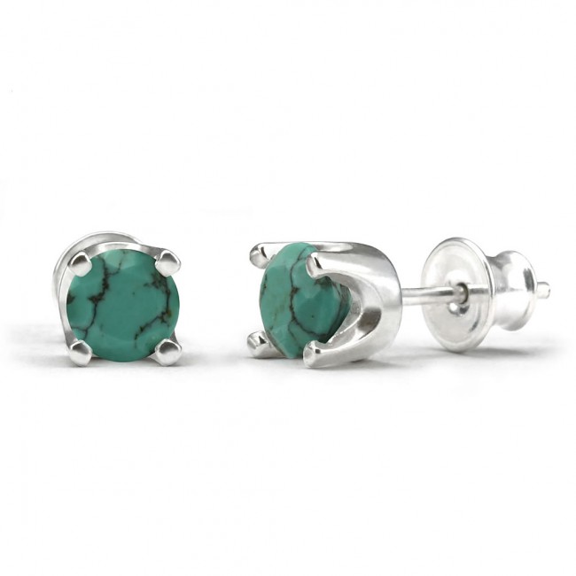Elegant studs in sterling silver with a turquoise