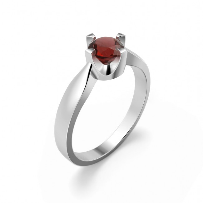 Elegant ring in sterling silver with a garnet