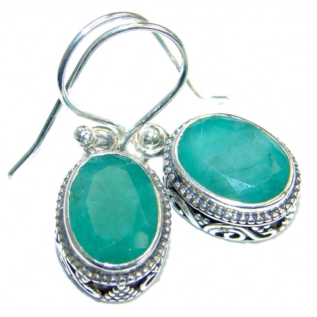 Authentic Emerald .925 Sterling Silver handmade earrings