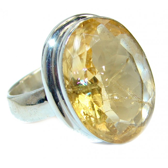 Energazing faceted Citrine .925 Sterling Silver handmade Cocktail Ring size 6 1/4