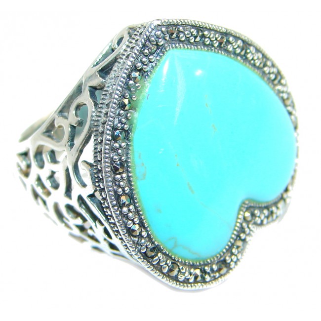 Classy Turquoise .925 Sterling Silver handmade Ring size 8