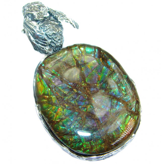 Bee Authentic Beauty Canadian Ammolite .925 Sterling Silver handmade Pendant