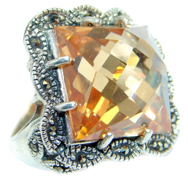 Baroque Style Golden Topaz Sterling Silver .925 Ring size 6