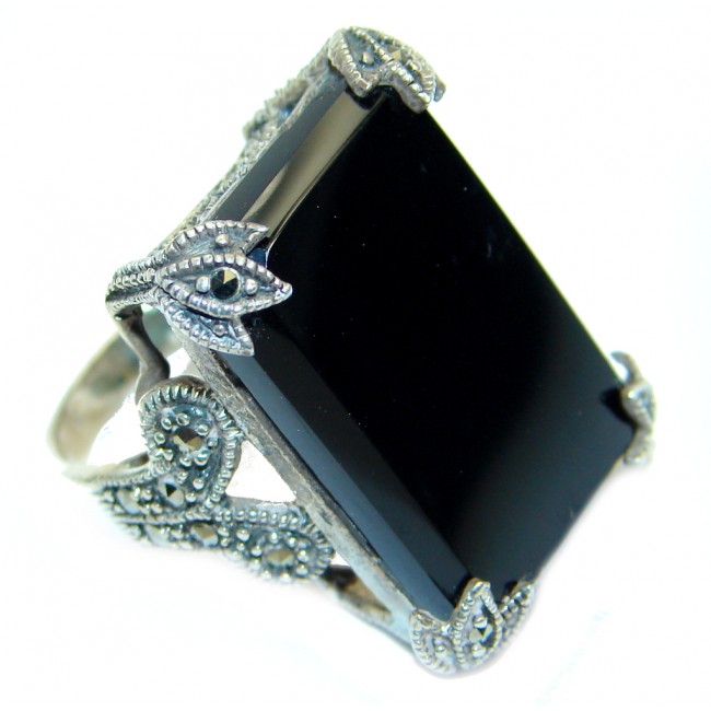 Majestic Authentic Onyx .925 Sterling Silver handmade Ring s. 6 1/4