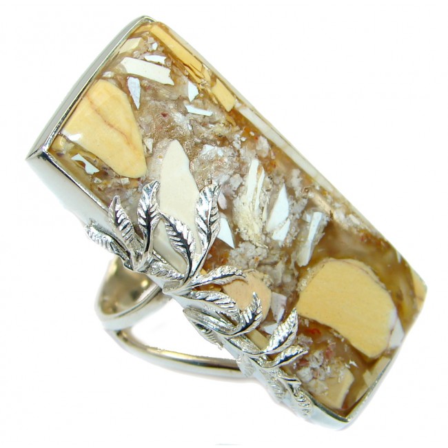 Flawless Australian Bracciated Mookaite Sterling Silver Ring size 7 adjustable