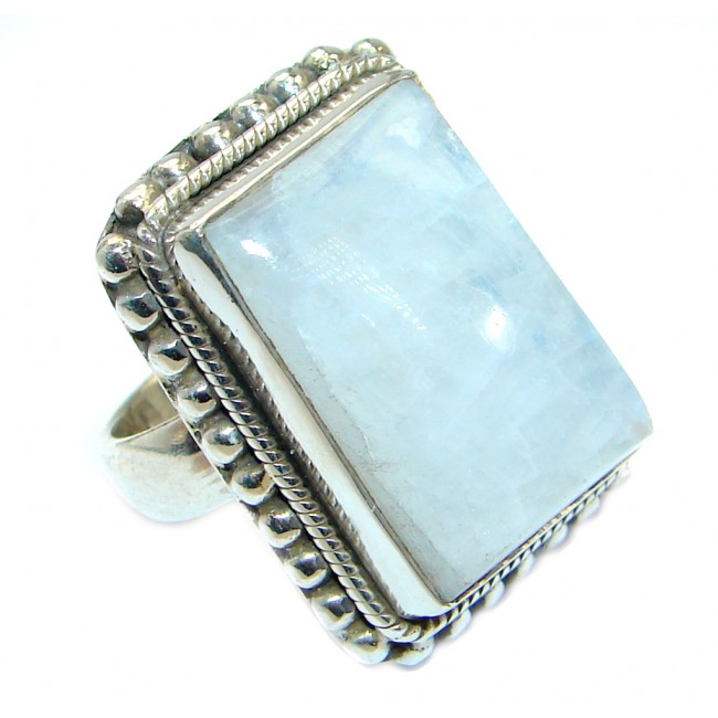 Great Fire Moonstone Oxidized .925 Sterling Silver handmade ring size 7 1/4