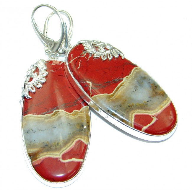 Boho Style - Back to nature Red Jasper .925 Sterling Silver handmade earrings