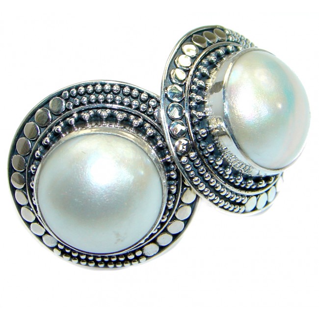 Classic Beauty fresh water Pearl .925 Sterling Silver handmade stud earrings