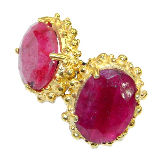 Juicy natural Ruby Gold Rhodium over .925 Sterling Silver handcrafted earrings