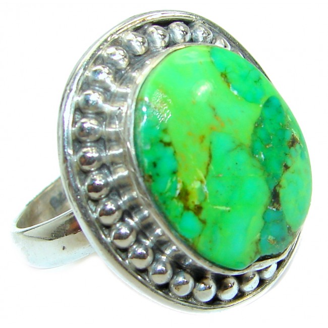 Green Turquoise .925 Sterling Silver handmade Ring s. 9 1/2