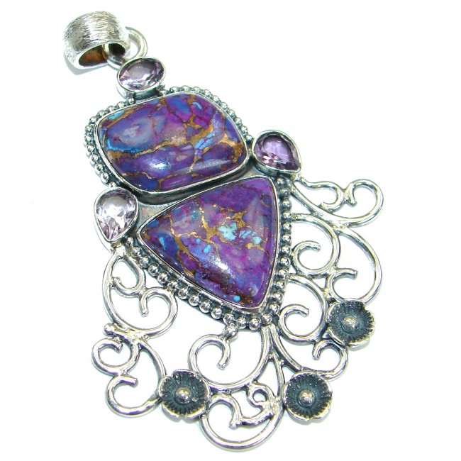 Romantic Purple Turquoise .925 Sterling Silver Pendant
