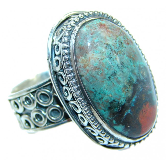 Perfect Sonora Jasper .925 Sterling Silver handcrafted Ring size 7 adjustable