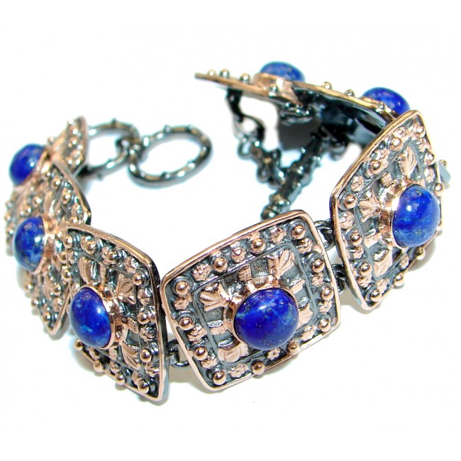 Vintage Design Lapis Lazuli .925 Sterling Silver handcrafted Bracelet