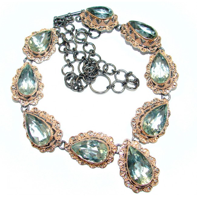 Luxury Old Fashion Genuine Green Amethyst .925 Sterling Silver handmade Necklace