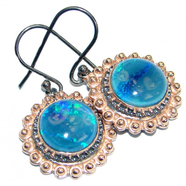 Luxury Doublet Japanese Fire Opal .925 Sterling Silver handmade earrings