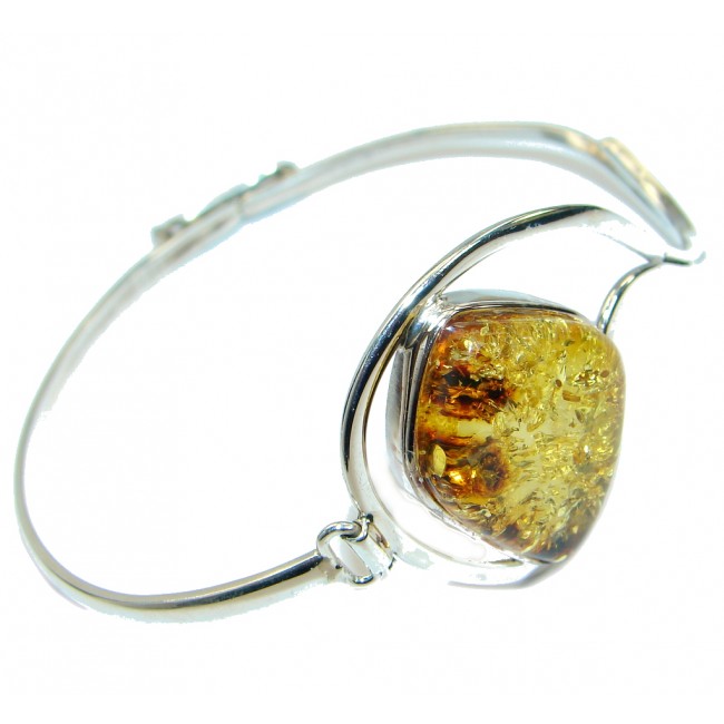 Elegant Genuine Butterscotch Baltic Amber .925 Sterling Silver Bracelet / Cuff