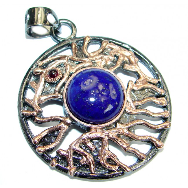 Blue Moon Lapis Lazuli Rose gold over .925 Sterling Silver handmade earrings