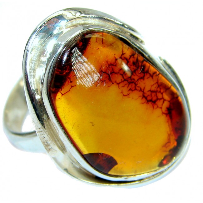 Genuine Baltic Polish Amber .925 Sterling Silver Ring size 8