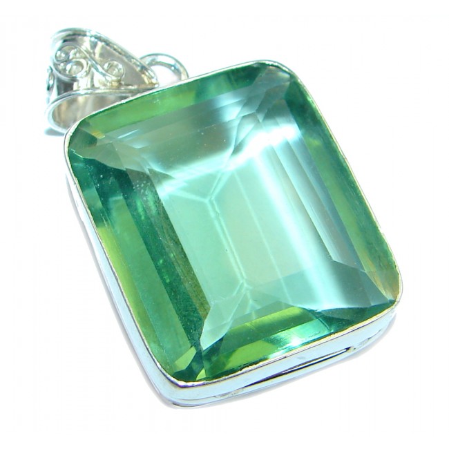 Green Glass .925 Sterling Silver handmade Pendant