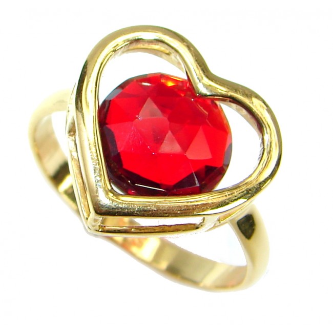Exotic Red Topaz 14K Gold over .925 Silver Ring s. 8