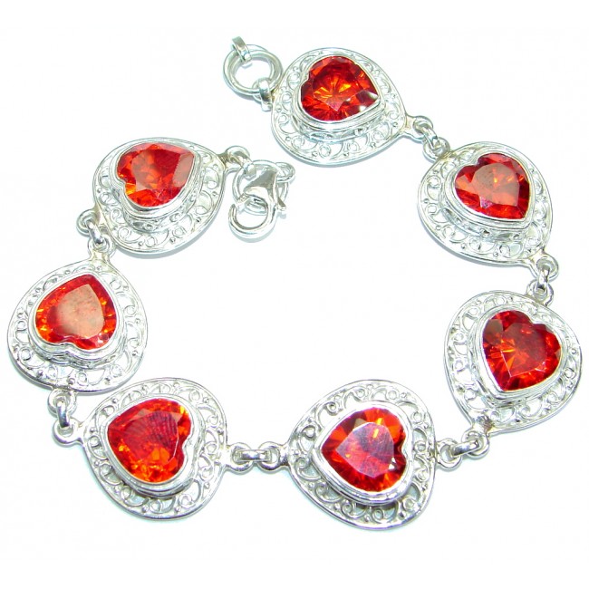 Chic Red Topaz .925 Sterling Silver handmade Bracelet