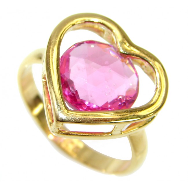 Exotic Pink Topaz 14 K Gold over .925 Silver handcrafted Ring s. 6